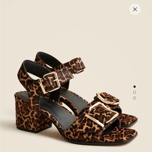 J. Crew Leopard Print Heels with Gold Buckles. New, in box.